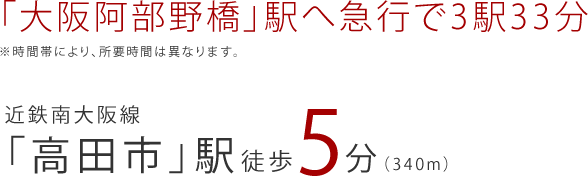 「大阪阿部野橋」駅へ近鉄特急で2駅31分